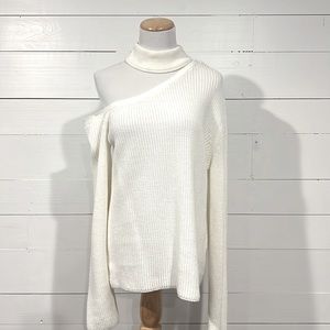 Asos size 12 cream slouchy one shoulder chocker knit sweater